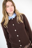 CARDIGAN PARICOLLO BOTTONI GIOIELLO COFFEE